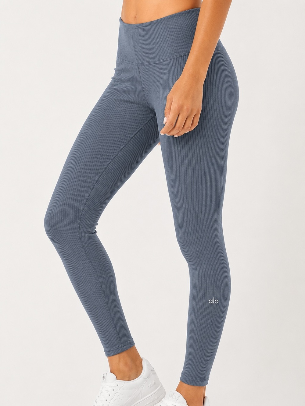 Alo Yoga Mindful Movement Ribbed High Waist Leggings Blue Gray Size XS